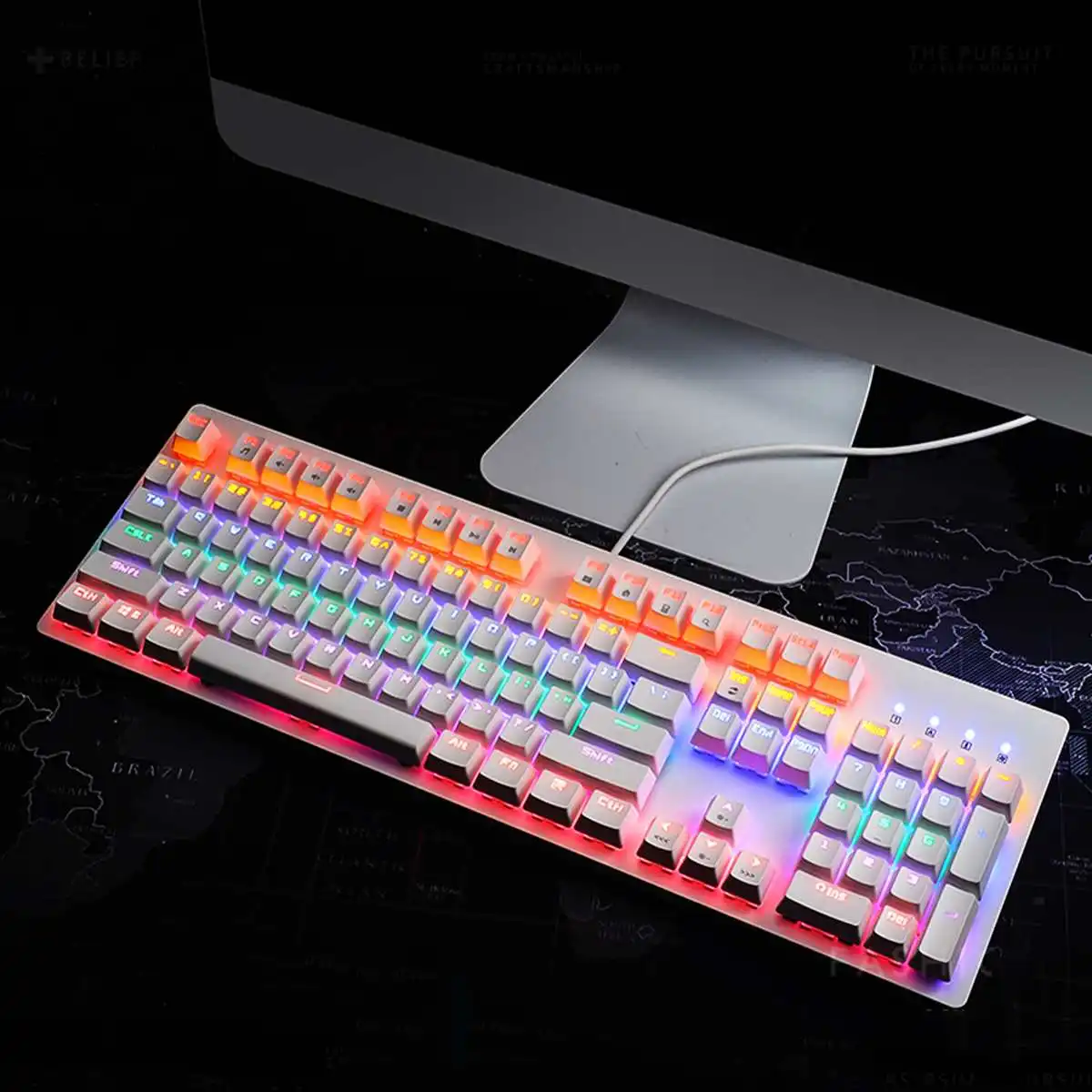 LEORY 104 клавиш USB2.0 проводной черный синий красный коричневый Переключатель белый смешанный светильник механическая клавиатура ABS двухцветная литьевая