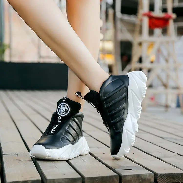 

Sports COUPLE'S Shoes 2019 Autumn And Winter New Products Deep Mouth PU Polyurethane Lace-up Shoes Platform Casual Shoes