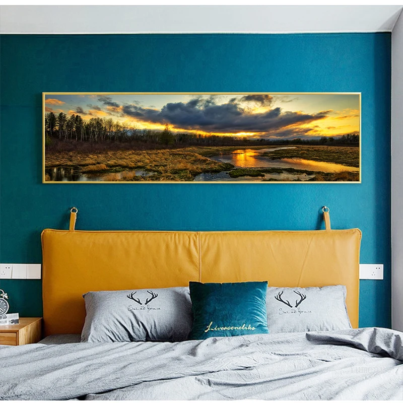 Небо закат озеро природный пейзаж Плакаты и принты картины на холсте