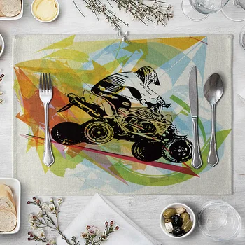 

Motorcycle Stunt Simple Mat Insulation Mat Household Rectangular Washing Heat Resistant Table Mat Hotel Restaurant Western-style