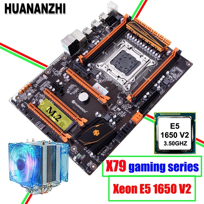 Компьютерное оборудование HUANANZHI deluxe X79 LGA2011 игровая материнская плата с M.2 слотом процессор Intel Xeon E5 1650 V2 3,5 ГГц с кулером