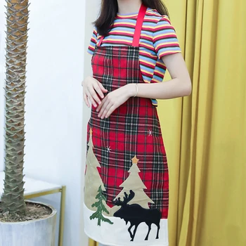 

Cooking Kitchen Apron Tree Deer Christmas Woman Men Chef Waiter Cafe Shop BBQ Hairdresser Aprons Xmas Decoration Gift Bibs