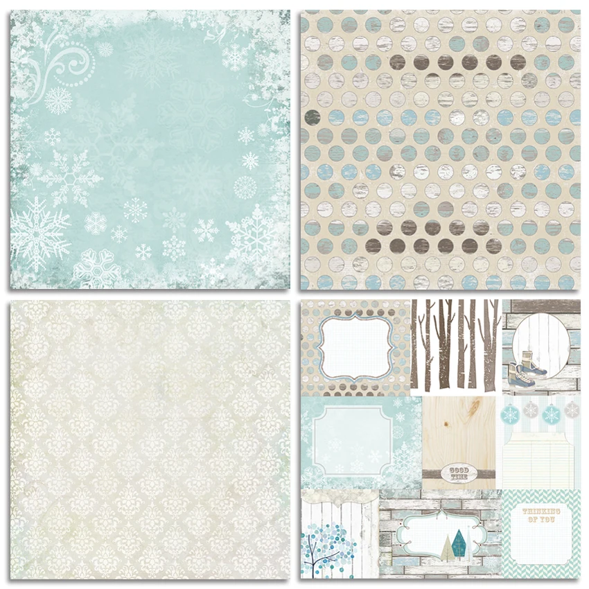 24 sheets 6"X6" Sounds of Snow patterned paper Pad Scrapbooking paper pack handmade craft Background pad Alinacraft