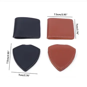 

OOTDTY Leather Electric Guitar Pick Holder Bag Folk Pop Acoustic Guitar Plectrum Case