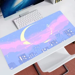 Almofada de silicone rosa da paisagem da lua do marinheiro para o rato gaming mousepad xl grande gamer teclado computador esteira de mesa tablet mouse.