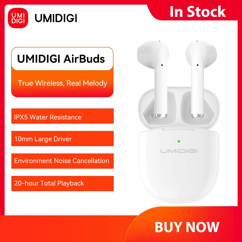 In Stock UMIDIGI AirBuds Bluetooth 5.0 TWS Earphones Wireless ENC Noise Reduction Headsets With Microphone Sports Headphones