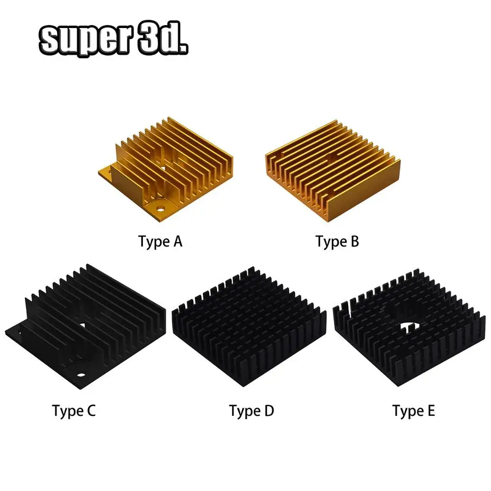 3D Printer Aluminum Motor Heatsink Black Gold Radiator 40 x 40 x 10mm for 42 stepper motor MK7-MK8 E