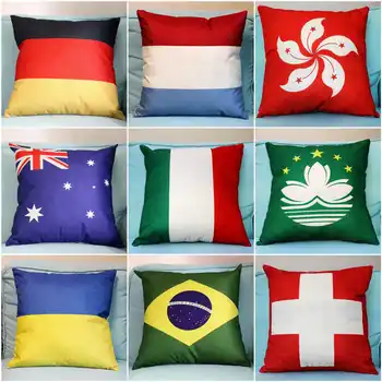 

HGLEGYWNational Flag Print Cotton Linen Pillow Case Waist Cushion Case Home Room Gifts Single Sides Printing