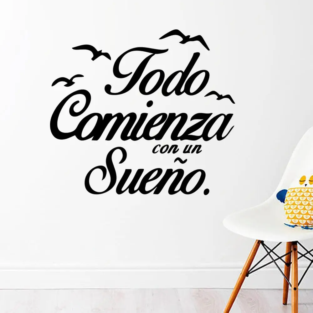 Modern Spanish Sentence Wall Art Decal Wall Art Sticker Murals vinyl Stickers DIY Home Decoration Accessories vinilo pared