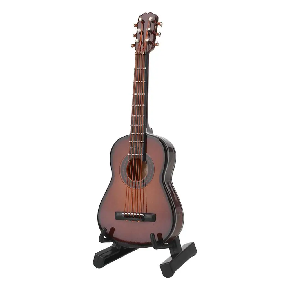 guitar-brown Новая мини-Скрипка для гитары обновленная версия с поддержкой миниатюрных деревянных музыкальных инструментов коллекция декоративных украшений модель - Цвет: guitar-brown