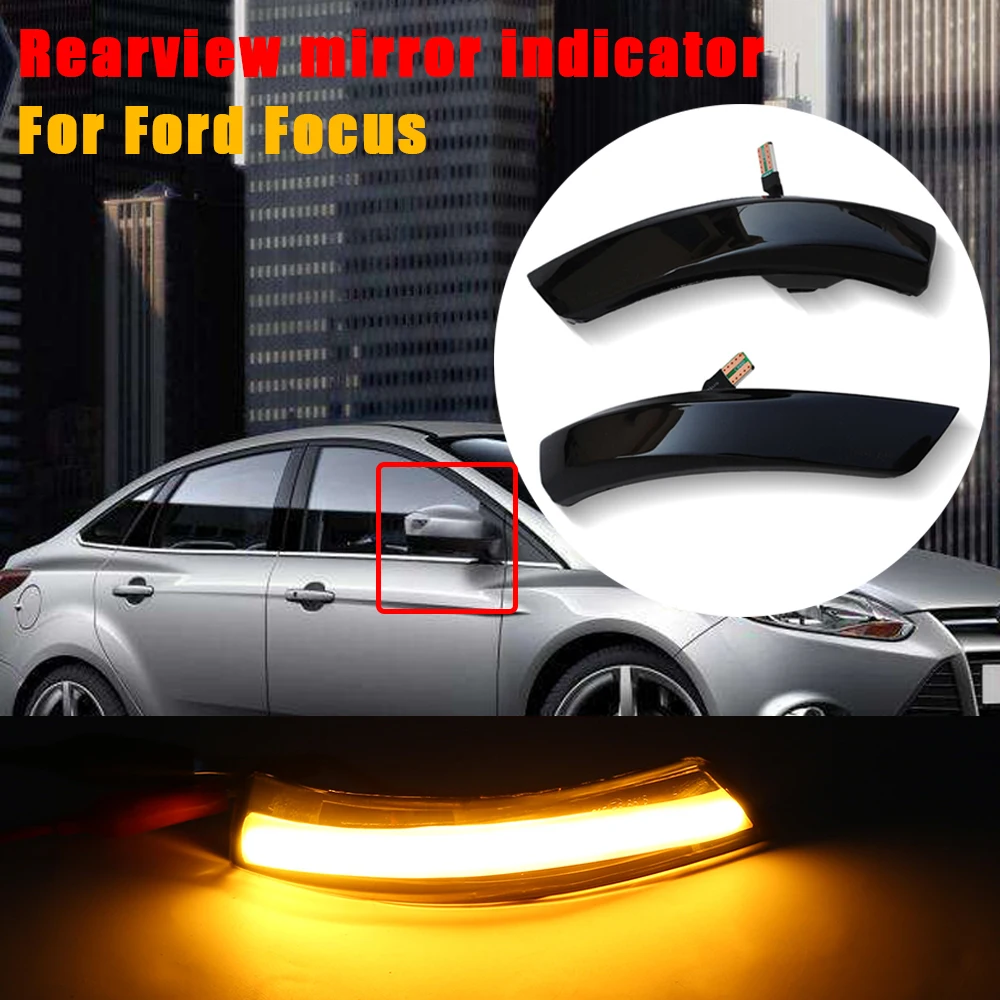 

2pcs Car LED Dynamic Turn Signal Light Side Wing Rearview Mirror Indicator Blinker For Ford Focus Mk2 Mk3 2008-2016 Mondeo Mk4