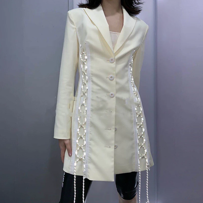 TWOTWINSTYLE Patchwork Cross Bandage Women Dress