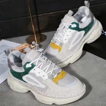 

Luminous Shoes Woman Mersh Zapatillas Mujer Mixed Colors Sneakers Lace Up Sports Shoes Platfrom Espadrilles Concise Dad Shoes