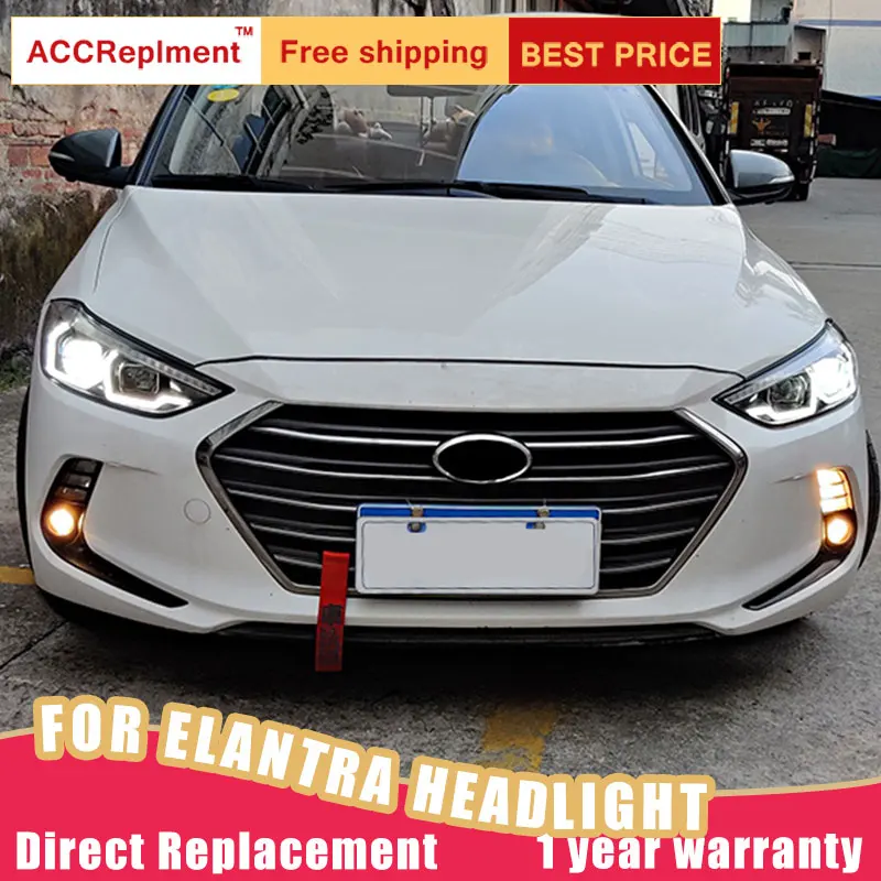 2 шт. светодиодный фары для hyundai Elantra- светодиодный автомобильный фонарь ангельские глазки полный светодиодный противотуманный фонарь светодиодный дневные ходовые огни
