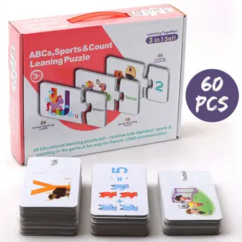 

60pcs Alphabet Numbers Puzzle Card Children Learning Alphabet Numbers Toy Early Educational Toys For Kids Toddlers