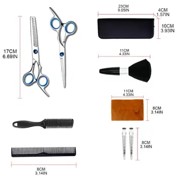 

10pcs Professional Hair Cutting Scissors Set Shears Razor Comb Clips Cape Kit