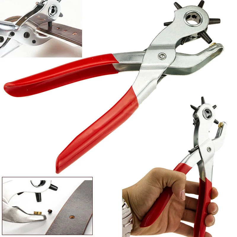 

Leather Belt Hole Punch Plier Eyelet Puncher Revolve Sewing Machine Bag Setter Tool Watchband Strap Household leathercraft