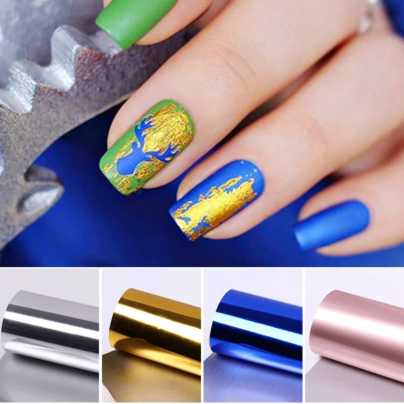 10pcs Nail Foils Matte Mirror Metal Gold Silver Starry Paper Gel Polish  Transfer Sticker DIY Pattern Manicure Decoration BEDXK13