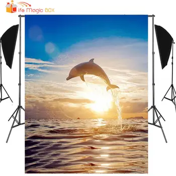 

LIFE MAGIC BOX Birthday Backdrop Dolphin Diving Children Kids Photography Backgrounds for Photo Studio Room Wallpapers