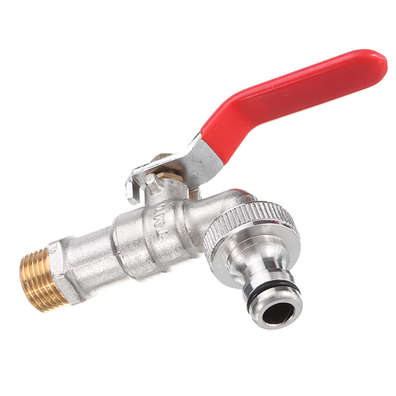 1/2 Inch Lever Brass Single Cold Tap Washing Machine Faucet Adapter with Nozzle Male Thread for Garden Irrigation