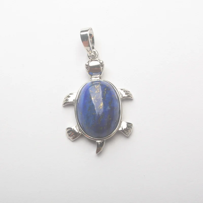 lapis lazuli Натуральные аметисты розовый кварцевый кристалл Оникс Камень авантюрин подвески ручная резьба черепаха бисера Кулон 1 шт.(без цепи - Окраска металла: lapis lazuli