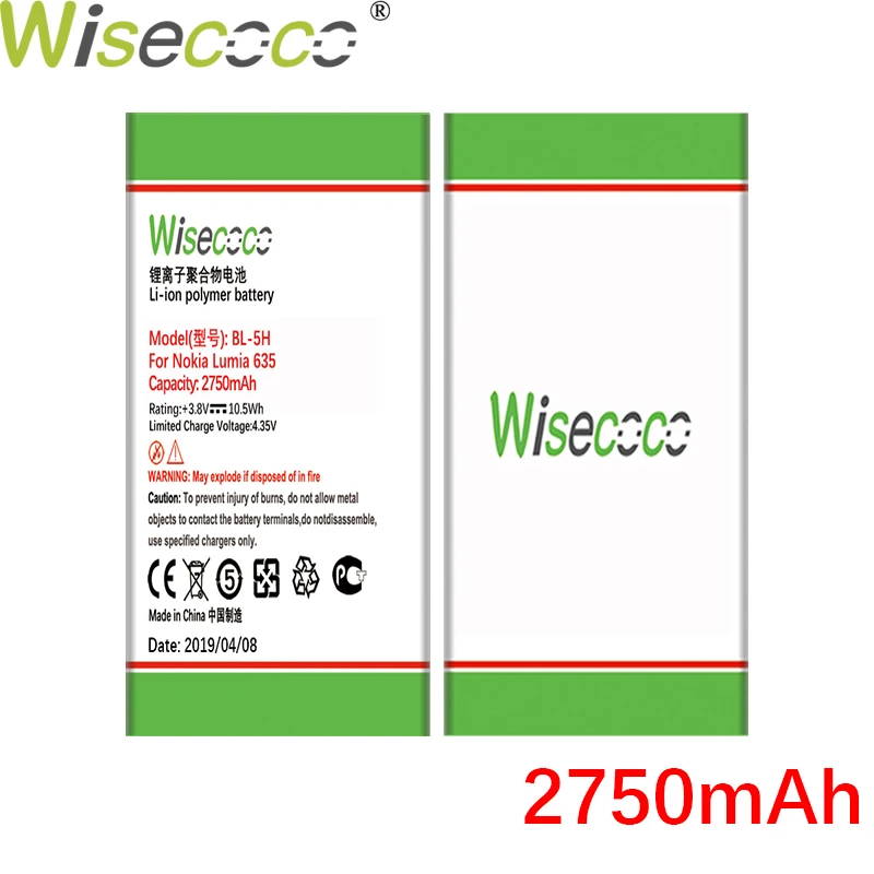 WISECOCO 2750 мАч BL-5H батарея для Nokia Lumia 630 636 638 635 мобильный телефон новейшее производство батарея+ номер отслеживания