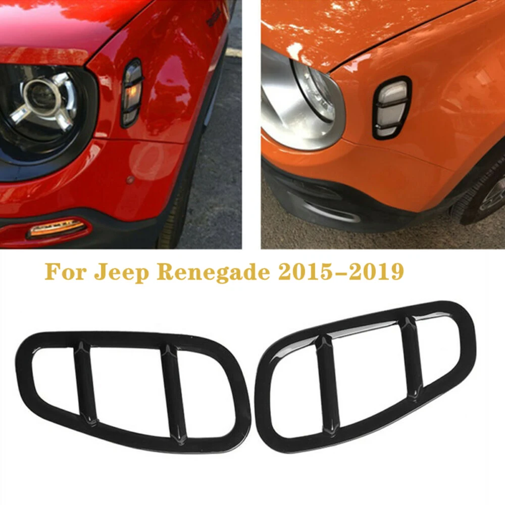 2 шт. боковая крышка лампы Черный ABS Подходит для Jeep Renegade- автомобилей Стайлинг Аксессуары молдинги