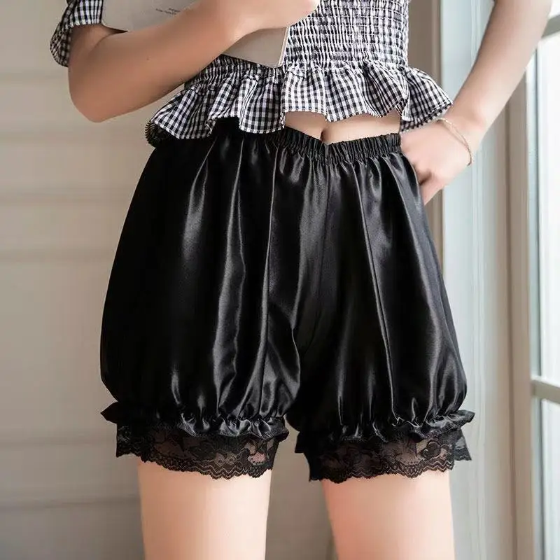 

Lace Lolita Women Safety Elastic Under Skirt Shorts Loose Summer Thin Home Pumpkin Cute Anti Emptied Shorts Plus Size for Girls