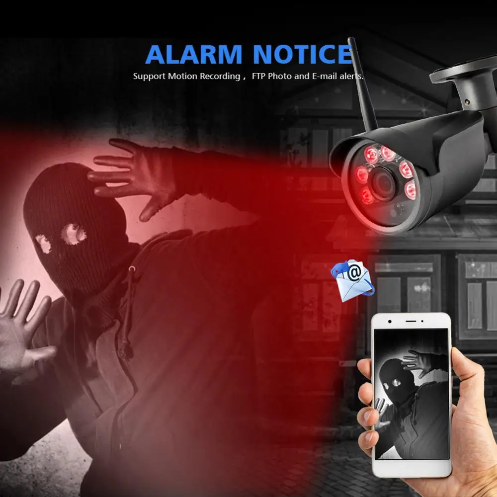  HD 1080P Wifi IP Camera Wireless Outdoor ONVIF CCTV Security Camera Wi-Fi Waterproof IR 20M Night V - 4.00027E+12