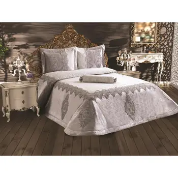 

French Laced Dowries Bed Cover Drop Gray