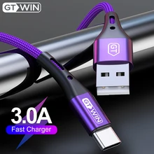 Gtwin usb tipo c cabo para xiaomi redmi nota 7 3a cabo de dados de carregamento rápido para samsung huawei usb c cabo do telefone móvel carregador
