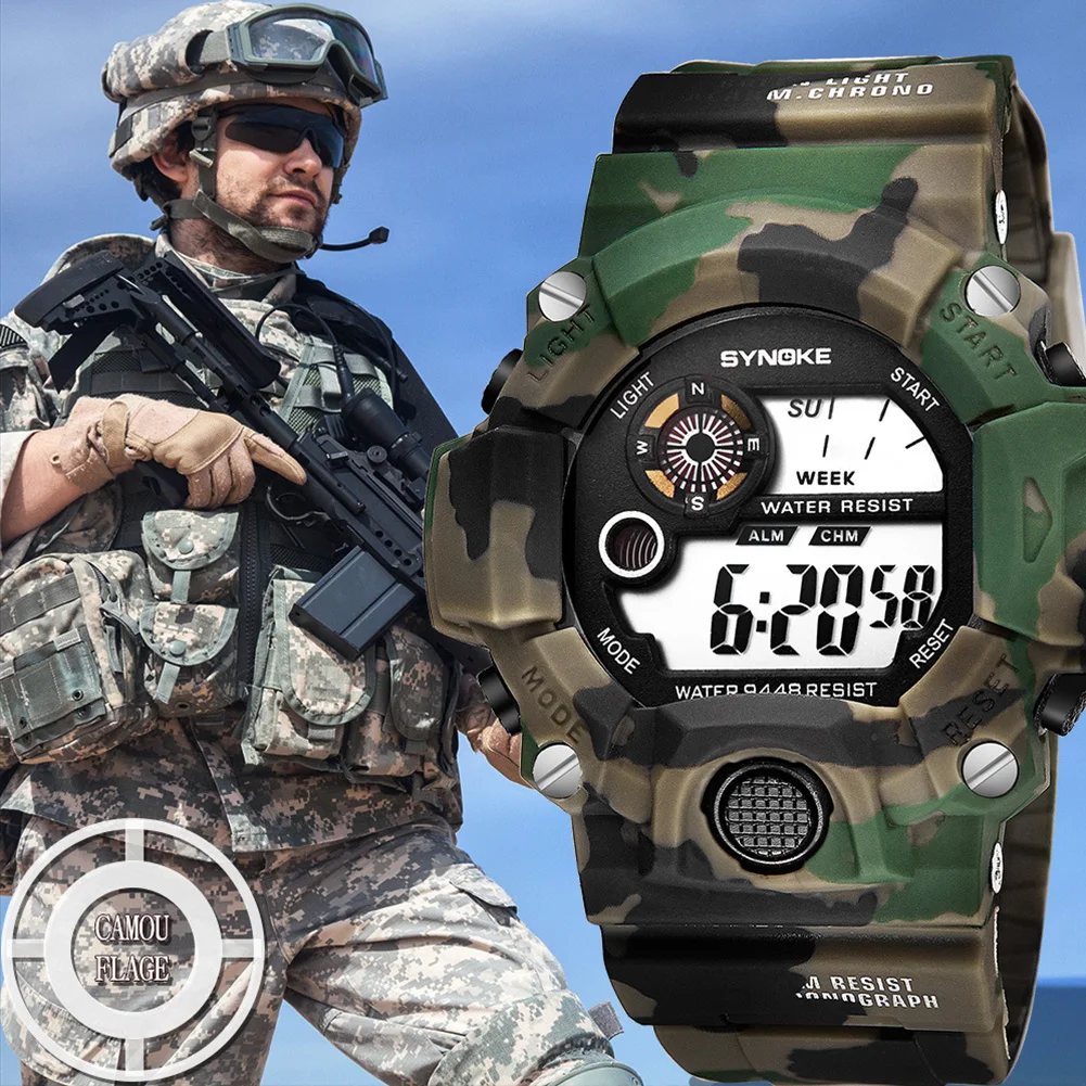 Men Women Electronic Watch Digital Military Watches Camouflage UV Casual Waterproof Multifunctional Wrist Watch Sport Fabala ABS