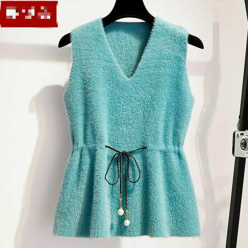 Женский бархатный жилет из искусственной норки элегантный повседневный без