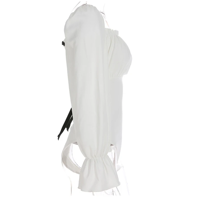 SUCHCUTE пикантные крест кружево до квадратный воротник Лолита Стиль облегающий костюм с вырезом на спине для женщин 2019 длинный рукав