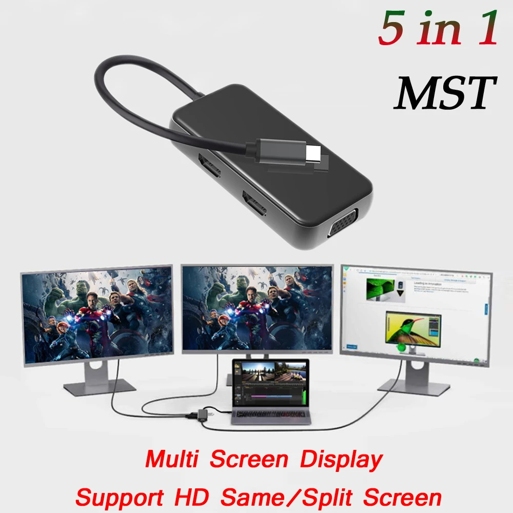 Двойной HDMI концентратор USB 3 0 типа C VGA PD адаптер док станция для ноутбука TYPE HUB Док