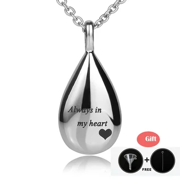 

BOFEE Urn Necklace Pendant Ashes Holder Teardrop Keepsakes Collar Cremation Pet Human Engrave Fashion Jewelry Gift Women Men
