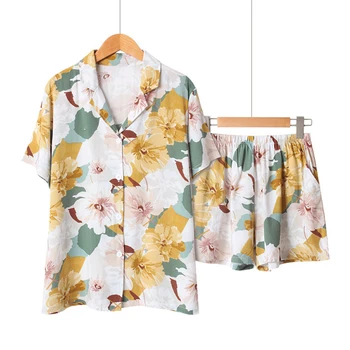 

Pajamas For Women Summer Cotton pajama set New women sleepwear Sexy Short sleeve tops And Shorts Nightwear set Women Pajamas