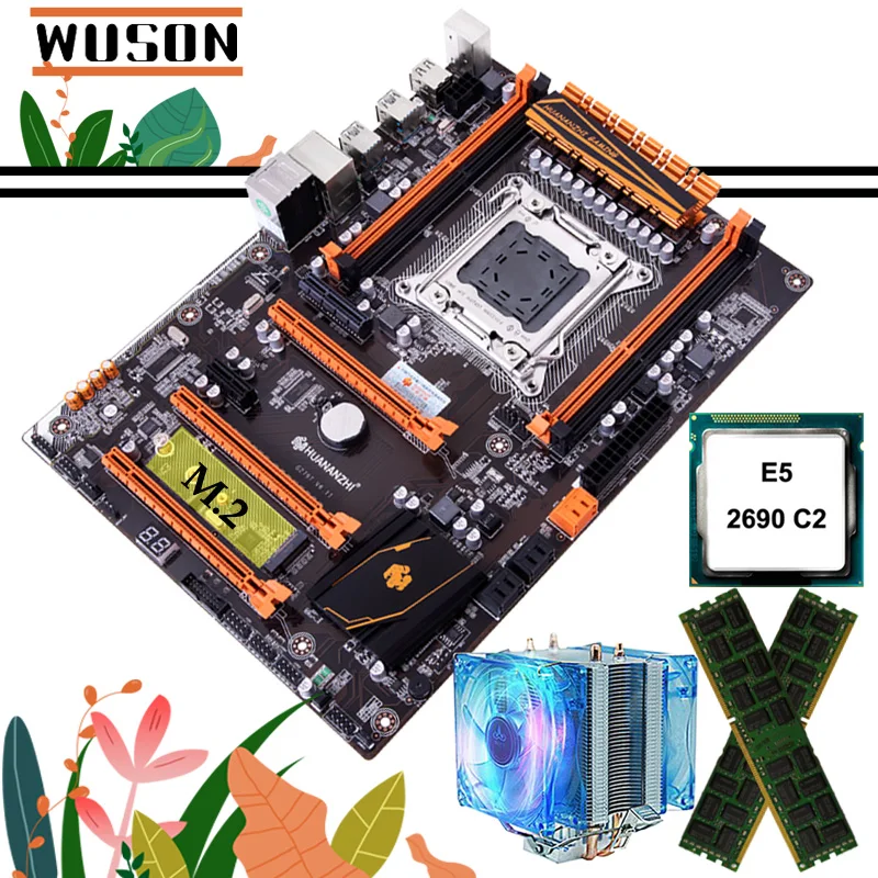 Хит продаж игровая материнская плата HUANANZHI deluxe X79 LGA2011 набор Xeon E5 2690 C2 с кулером ЦП