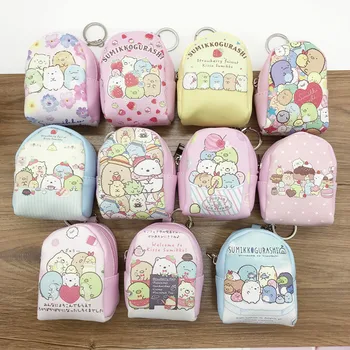 

1pcs Anime Sumikko Gurashi PU Mini Coin Storage Purse Kawaii Cartoon Zipper Key Case Knapsack Keychain Pendant for Kids Gift New