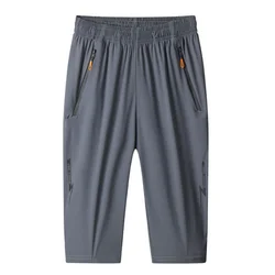 Men's Shorts Summer Breeches 3/4 Length Trousers Male Bermuda Board Quick Drying Beach Black Men's Long Shorts Size M-8XL MY431