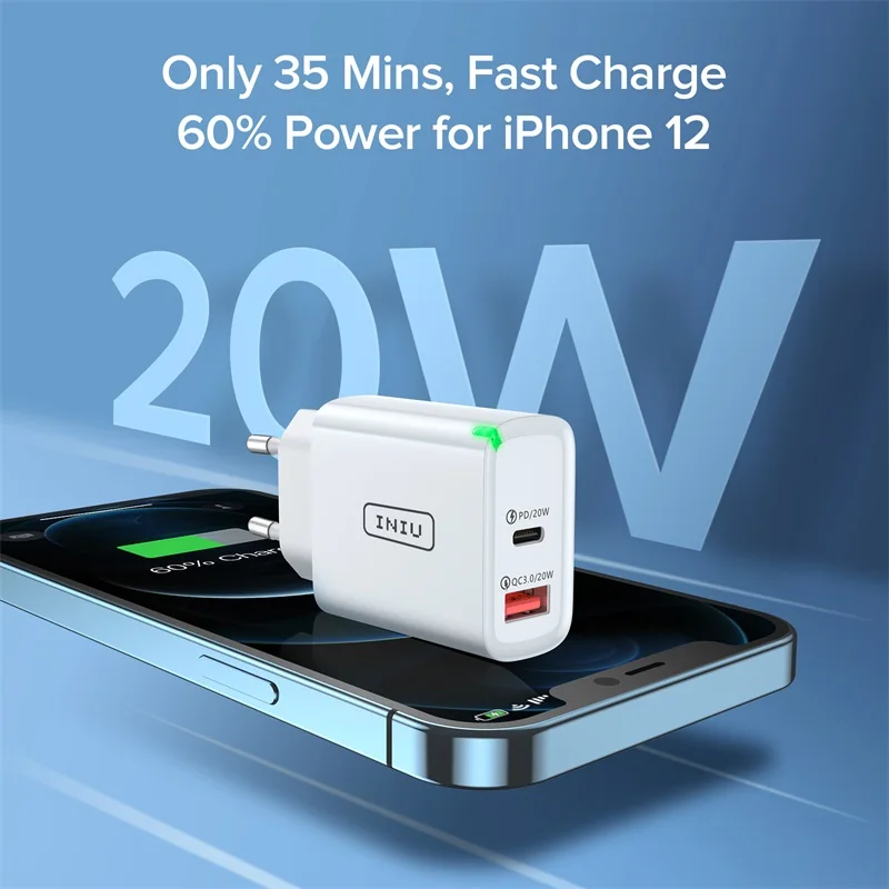 65w charger phone INIU 20W USB C Charger QC PD 2 Port LED Fast Phone Charge Wall Adapter For iPhone 13 12 8 AirPods iPad Huawei Xiaomi Samsung LG usb c 5v 3a