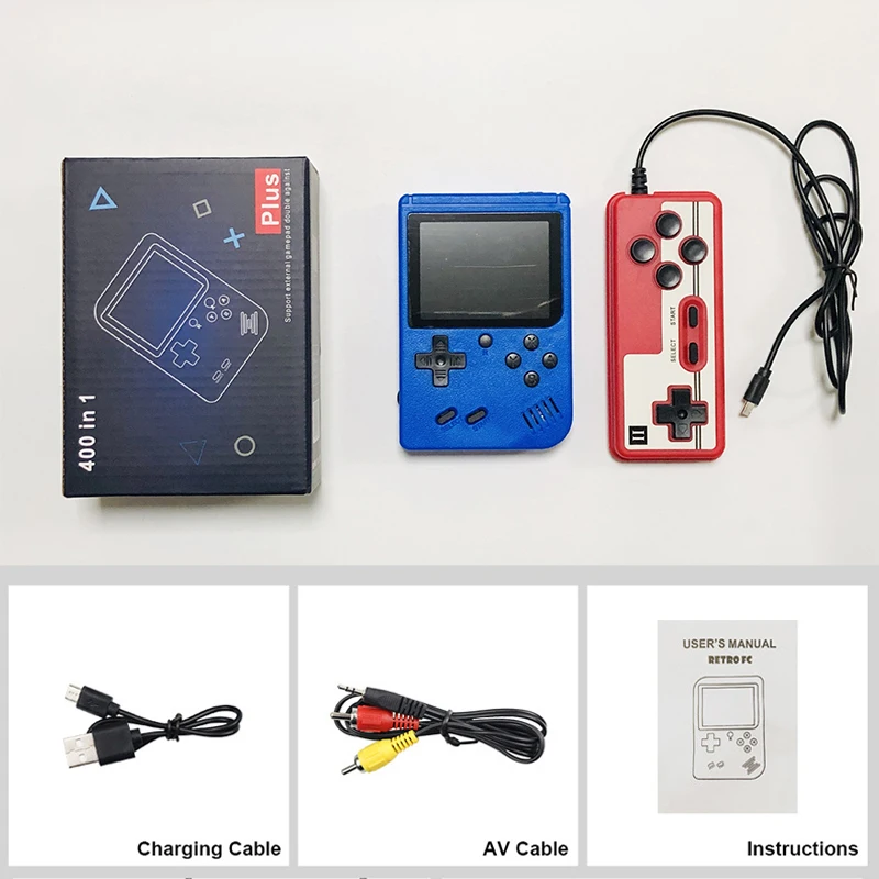Retro Console Double Handheld Game Player Battery 3.0 Inch LCD Built-in 400 Video Games Gift for Kids Classic Videoconsolas 