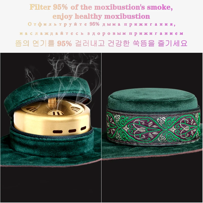 Skin-friendly Cotton Smokeless Moxibustion Bag Moxa Burner Copper Box Warm Acupuncture Heating Therapy Body Acupoint Massage moxibustion box