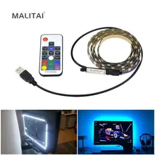 USB мощность RGB Изменение цвета 1 м 2 м 3 м 4 м 5 М 5050 SMD Светодиодная лента для ЖК-монитор тыловая подсветка с 17Key RF контроллер