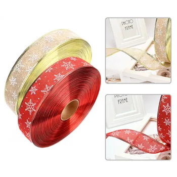 

Christmas Decoration 100 Yards Ribbon Snowflake Pattern DIY Creative Handmade Ribbon Holiday Hair Bows Gift Wrapping Ribbon