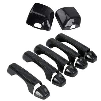 

Car Rear View Mirror Cover Trim+Door Handle Cover Trim ABS Carbon Fiber for Jeep Wrangler JL 2018-2019