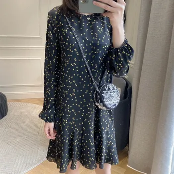 

Women's O-neck Mini Dress Lantern Long Sleeve Two-piece Print Loose 2020 Spring Summer New Lady Short Dress