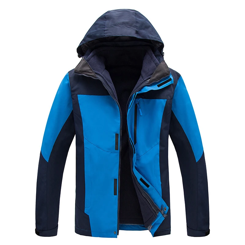 Куртка для альпинизма, для мужчин и женщин, зимняя, три в одном, из двух частей, толстая, Пара моделей, для путешествий, лыжная, походная куртка - Цвет: Male - blue