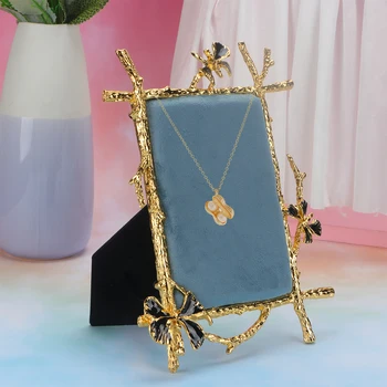 

1pc Flannel Jewelry Display Stand Necklace Organizer Storage Rack Jewelry Holder Ear Stud Rack Earrings Blue Holder Luxury