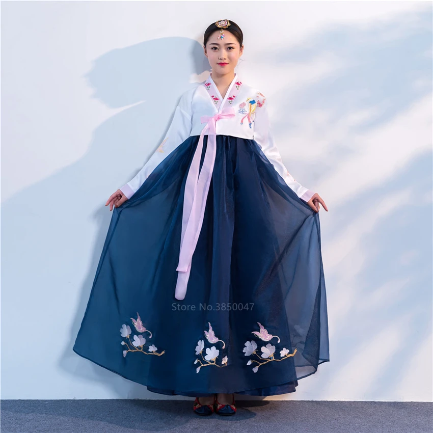 Orthodox Hanbok Folk Women Traditional Costume Korean Dress Elegant Princess Palace Costume Korea Emboridery Wedding Party